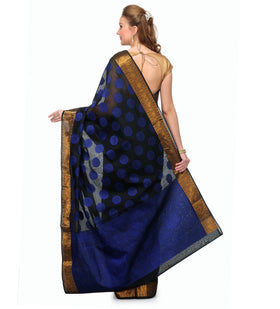 Black Chanderi Cotton Banarasi Saree