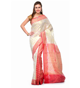 Off White Kora Banarasi Saree