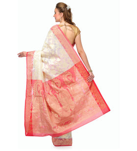 Off White Kora Banarasi Saree