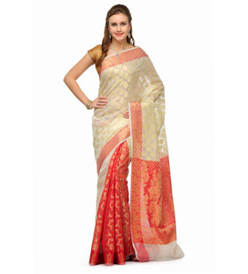 Off White Kora Banarasi Saree