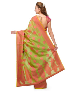 Green Supernet Banarasi Saree