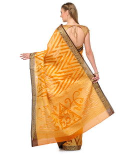 Orange Chanderi Cotton Banarasi Saree