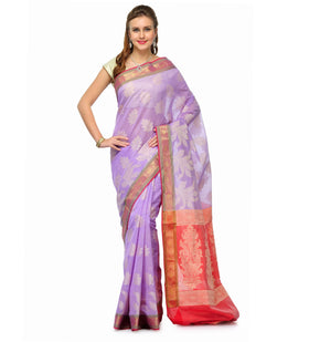 Lilac Chanderi Cotton Banarasi Saree