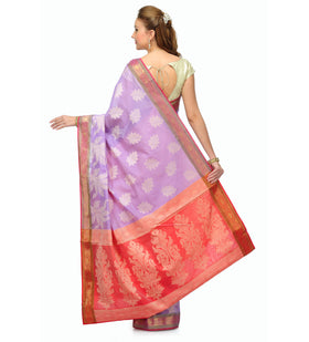 Lilac Chanderi Cotton Banarasi Saree