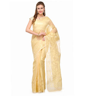 Beige Kora Banarasi Saree