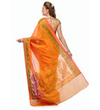 Orange Chanderi Cotton Banarasi Saree