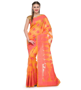 Orange Supernet Banarasi Saree