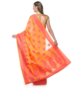 Orange Supernet Banarasi Saree