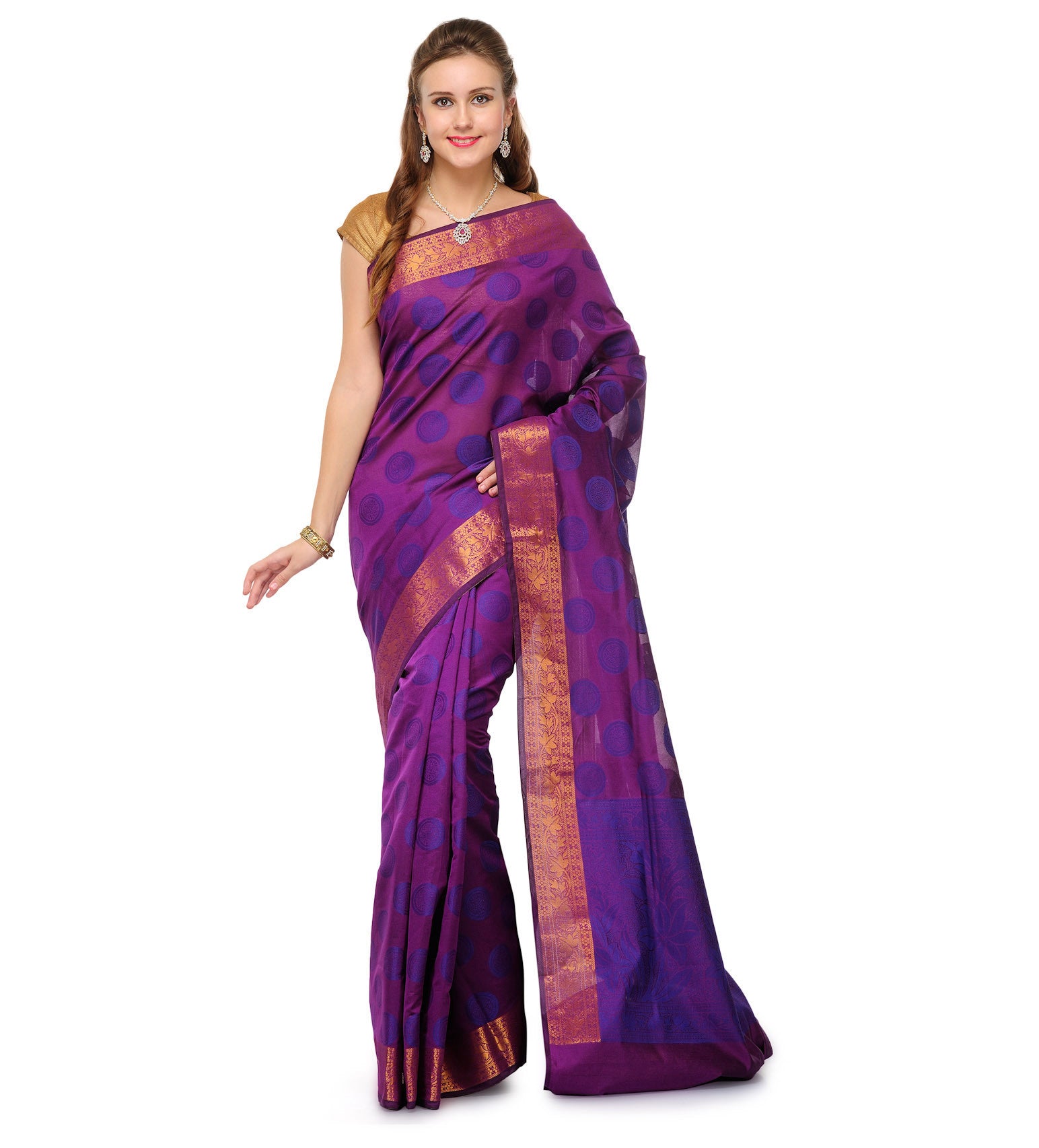 Magenta Chanderi Cotton Banarasi Saree