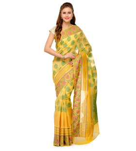 Gold Chanderi Cotton Banarasi Saree