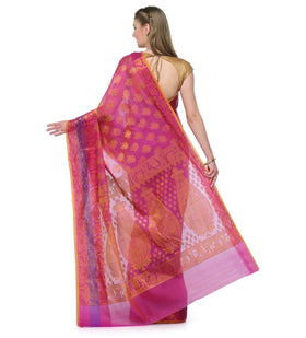 Purple Chanderi Cotton Banarasi Saree