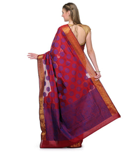 Maroon Chanderi Cotton Banarasi Saree