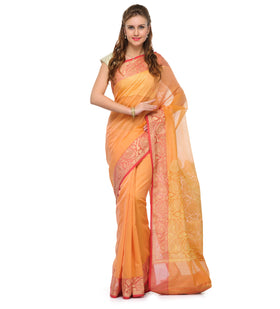 Orange Supernet Banarasi Saree