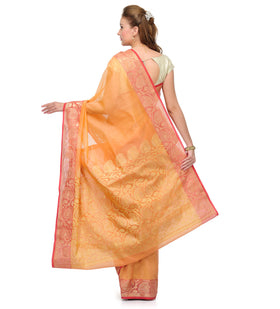 Orange Supernet Banarasi Saree