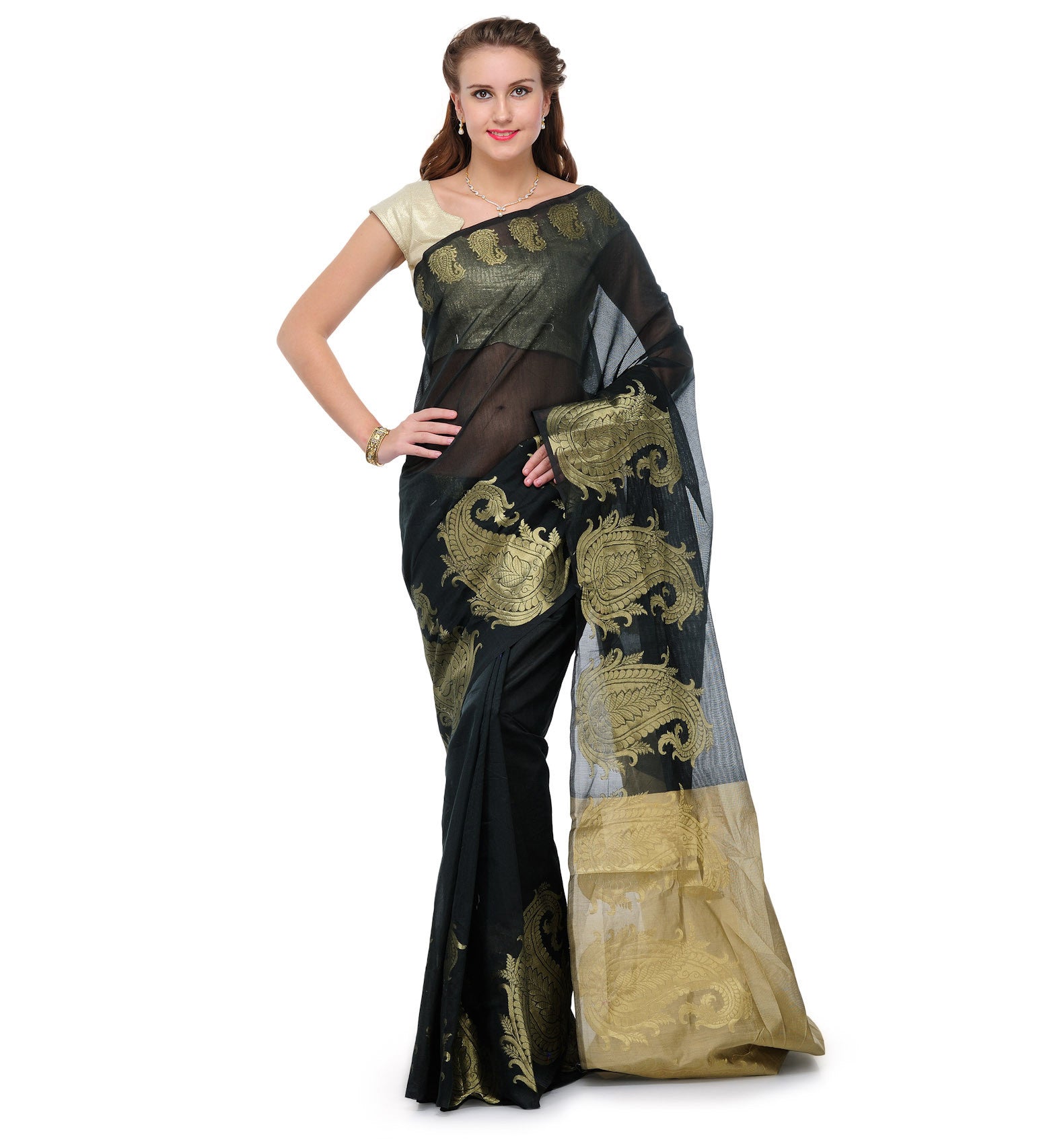 Black Supernet Banarasi Saree