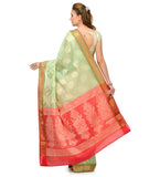 Green Chanderi Cotton Banarasi Saree