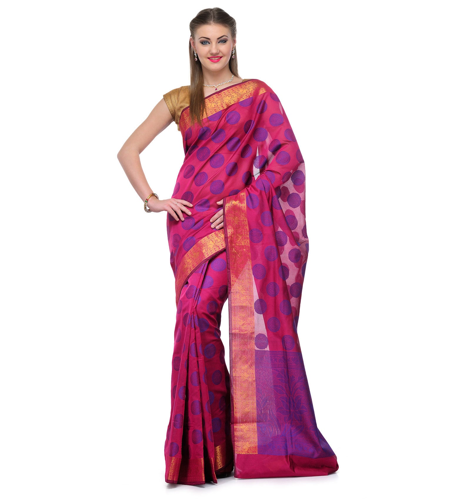 Purple Chanderi Cotton Banarasi Saree