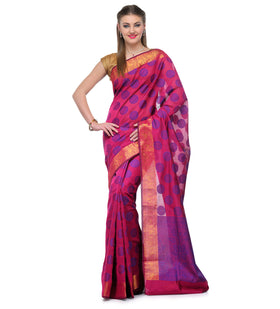 Purple Chanderi Cotton Banarasi Saree