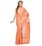 Orange Kora Banarasi Saree