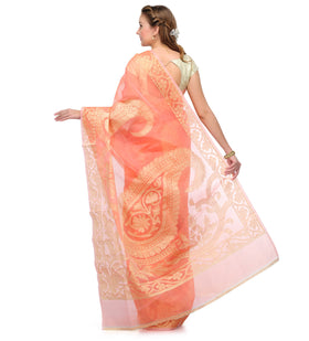 Orange Kora Banarasi Saree