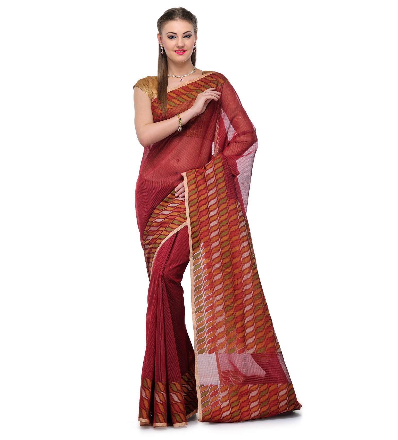 Maroon Supernet Banarasi Saree