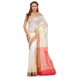 Off White Chanderi Cotton Banarasi Saree