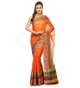 Rust Supernet Banarasi Saree