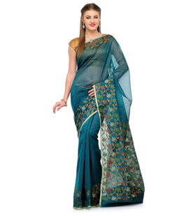 Emerald Green Supernet Banarasi Saree