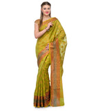 Green Chanderi Cotton Banarasi Saree