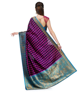 Black Matka Silk Handloom Banarasi Saree