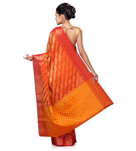 Orange Silk Georgette Banarasi Saree