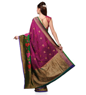 Purple Matka Silk Handloom Banarasi Saree