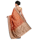 Brown and Black Silk Georgette Half Half Banarasi Saree