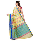 Lemon Chanderi Cotton Banarasi Saree