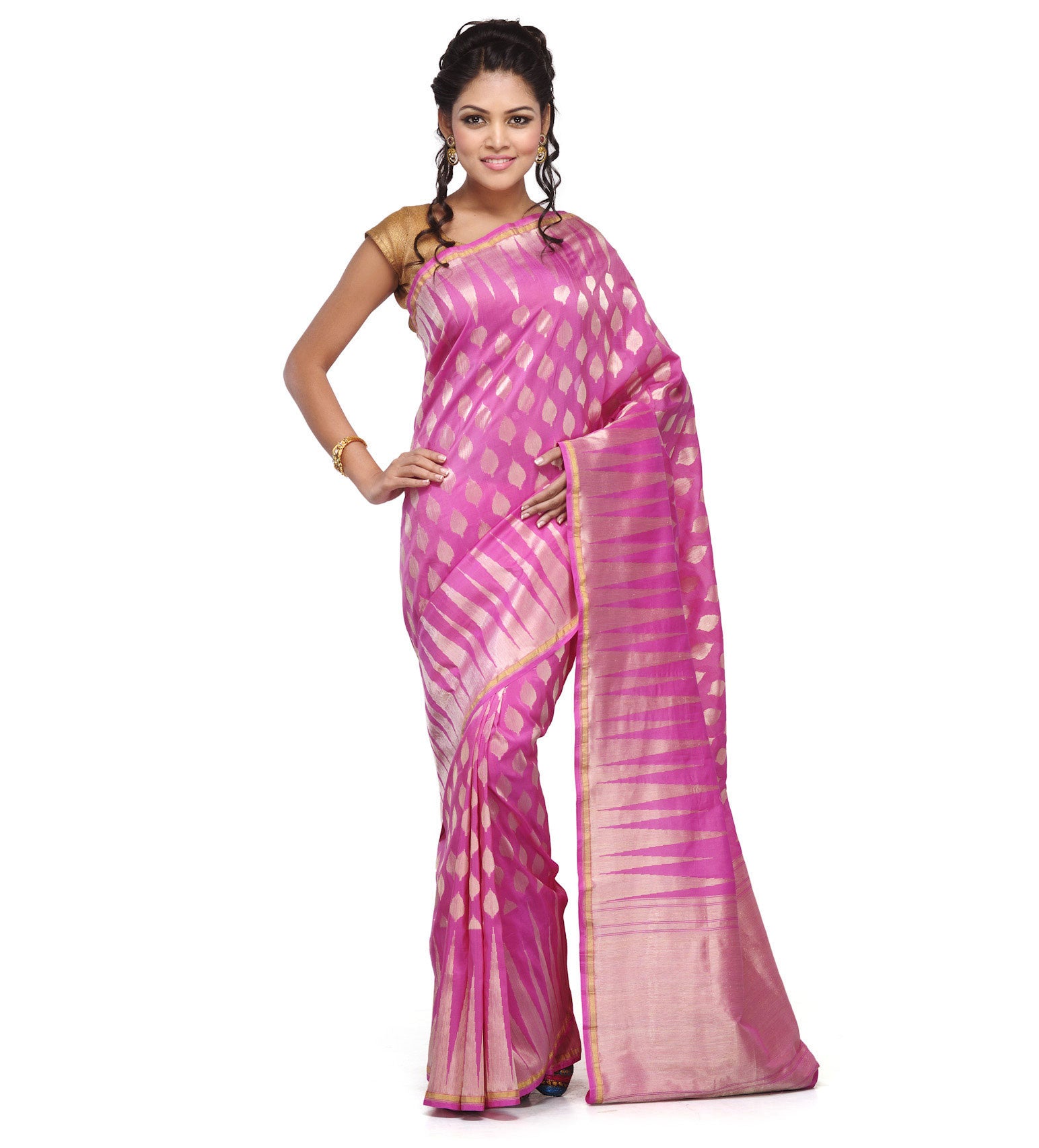 Pink Silk Georgette Banarasi Saree