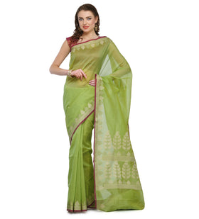 Green Supernet Banarasi Saree