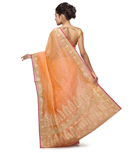 Orange Supernet Banarasi Saree