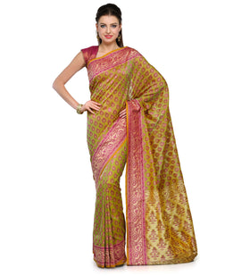 Olive Silk Georgette Banarasi Saree