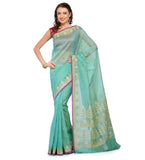 Sky Blue Supernet Banarasi Saree