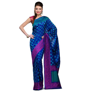 Royal Blue Katan Silk Handloom Banarasi Saree