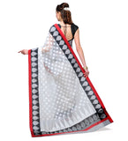 White Supernet Banarasi Saree