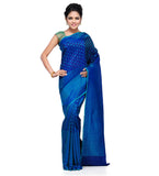 Navy Blue Katan Silk Half Half Banarasi Saree