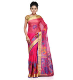 Magenta Pure Kora Banarasi Saree