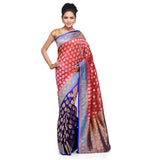 Mauve and Navy Blue Silk Georgette Half Half Banarasi Saree