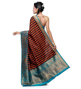 Black Matka Silk Handloom Banarasi Saree