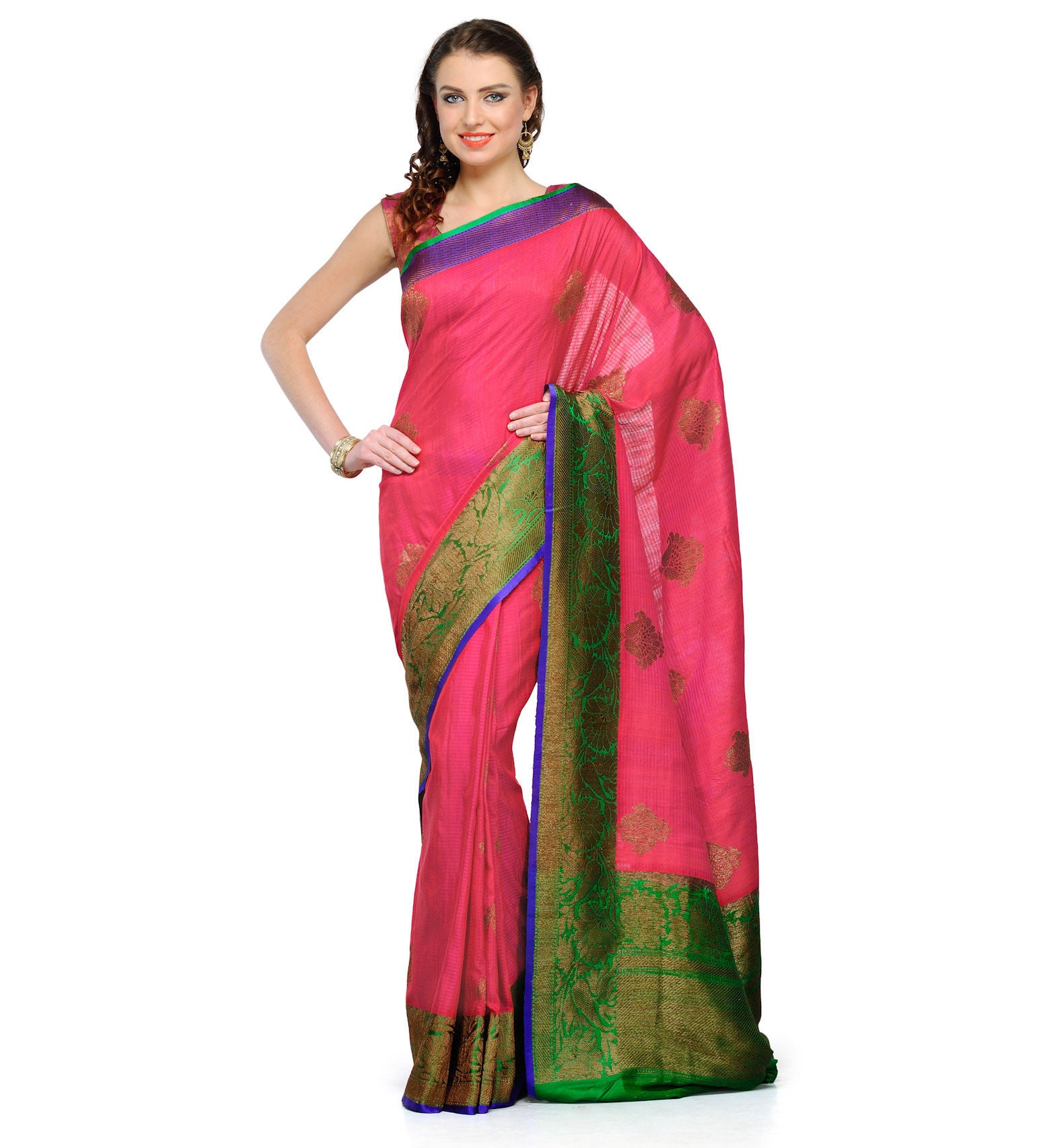 Magenta Matka Silk Handloom Banarasi Saree