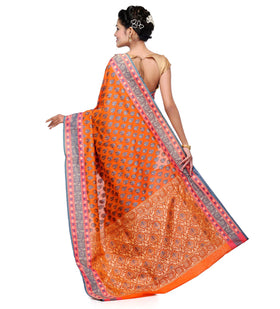 Orange Silk Georgette Banarasi Saree