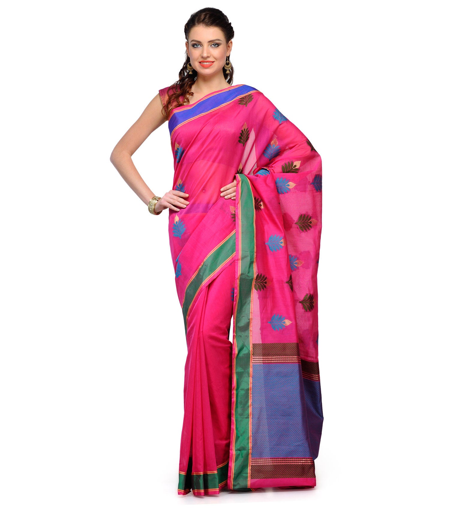 Magenta Chanderi Cotton Banarasi Saree