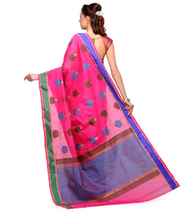 Magenta Chanderi Cotton Banarasi Saree