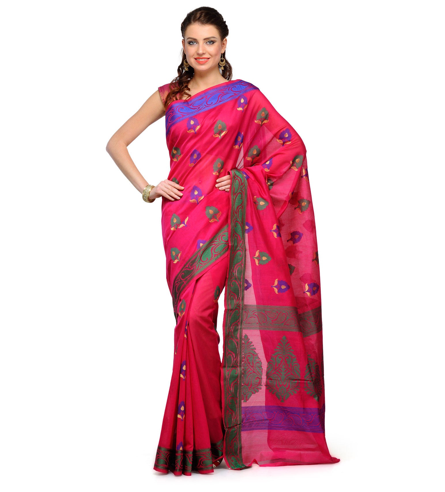 Magenta Chanderi Cotton Banarasi Saree